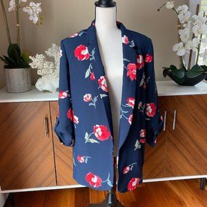 NINE WEST FLORAL 3/4 SLEEVE BLAZER